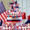 4th of July Patriotic Cupcake Toppers Independence Day Cupcake Topper Wrappers Liners Flag Star Design Cake Decorations for Memorial Day Parade Party Supplies (24 Pcs)